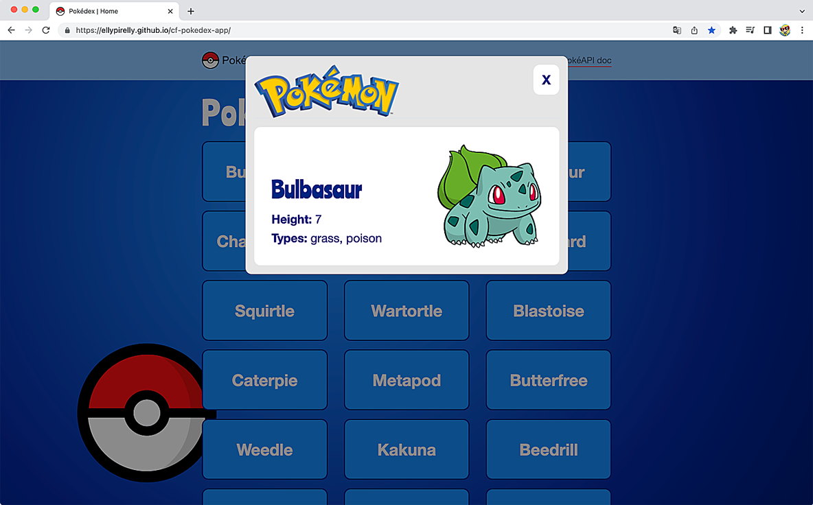 browser window screenshot of the pokemon checker app